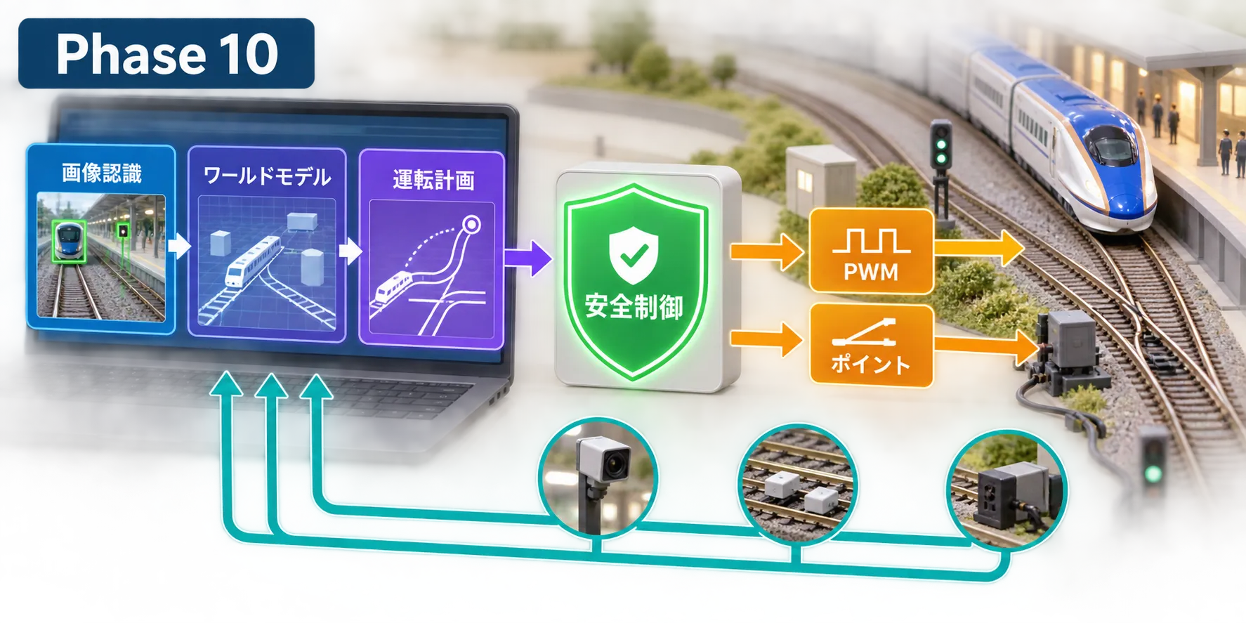 画像認識から運転計画、安全制御、車両とポイントの操作へつなぐ