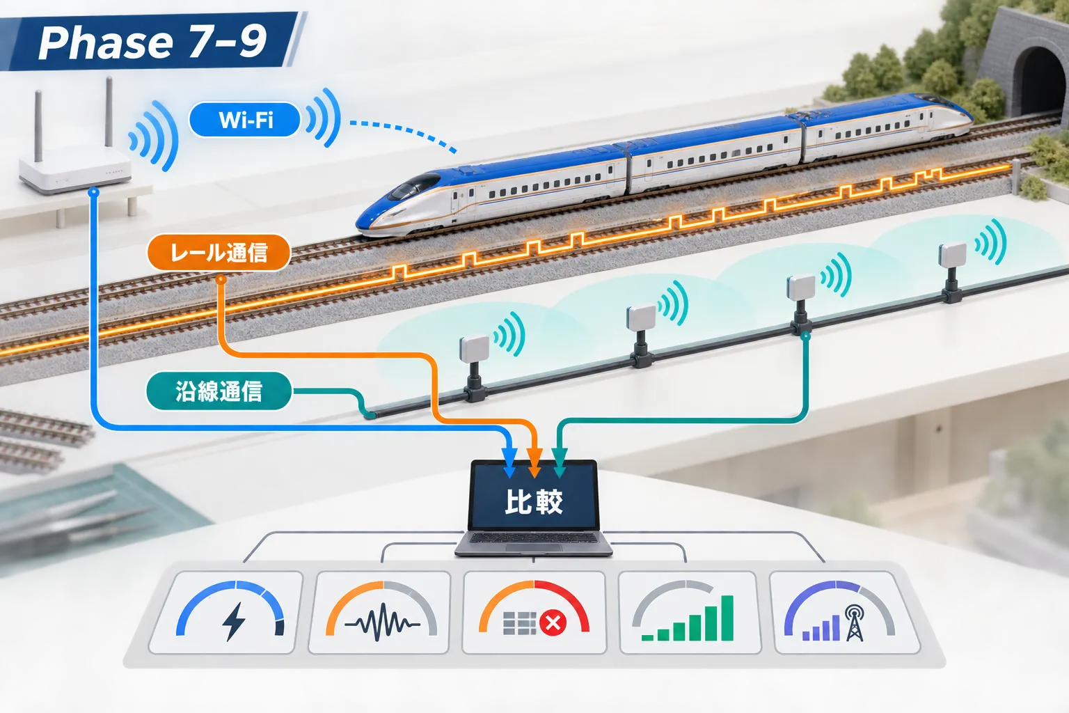 Wi-Fi、レール通信、沿線通信の3方式を比較する